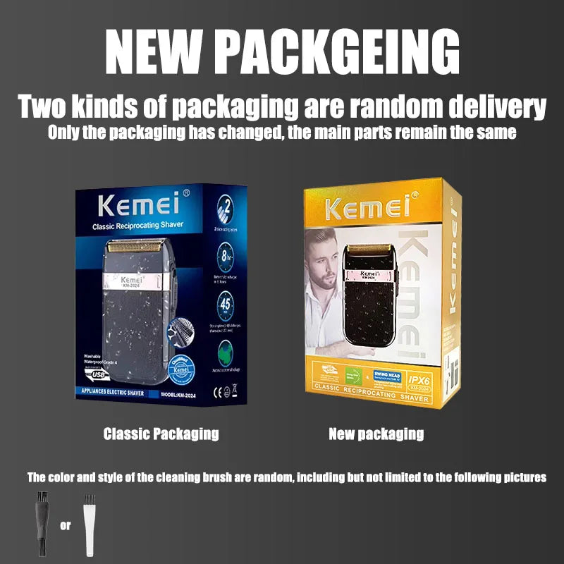 Kemei KM-2024 USB Charging Electric Shaver For Men Reciprocating Twin Blade Razor Shaver Beard Trimmer Shaving Machine Noventix