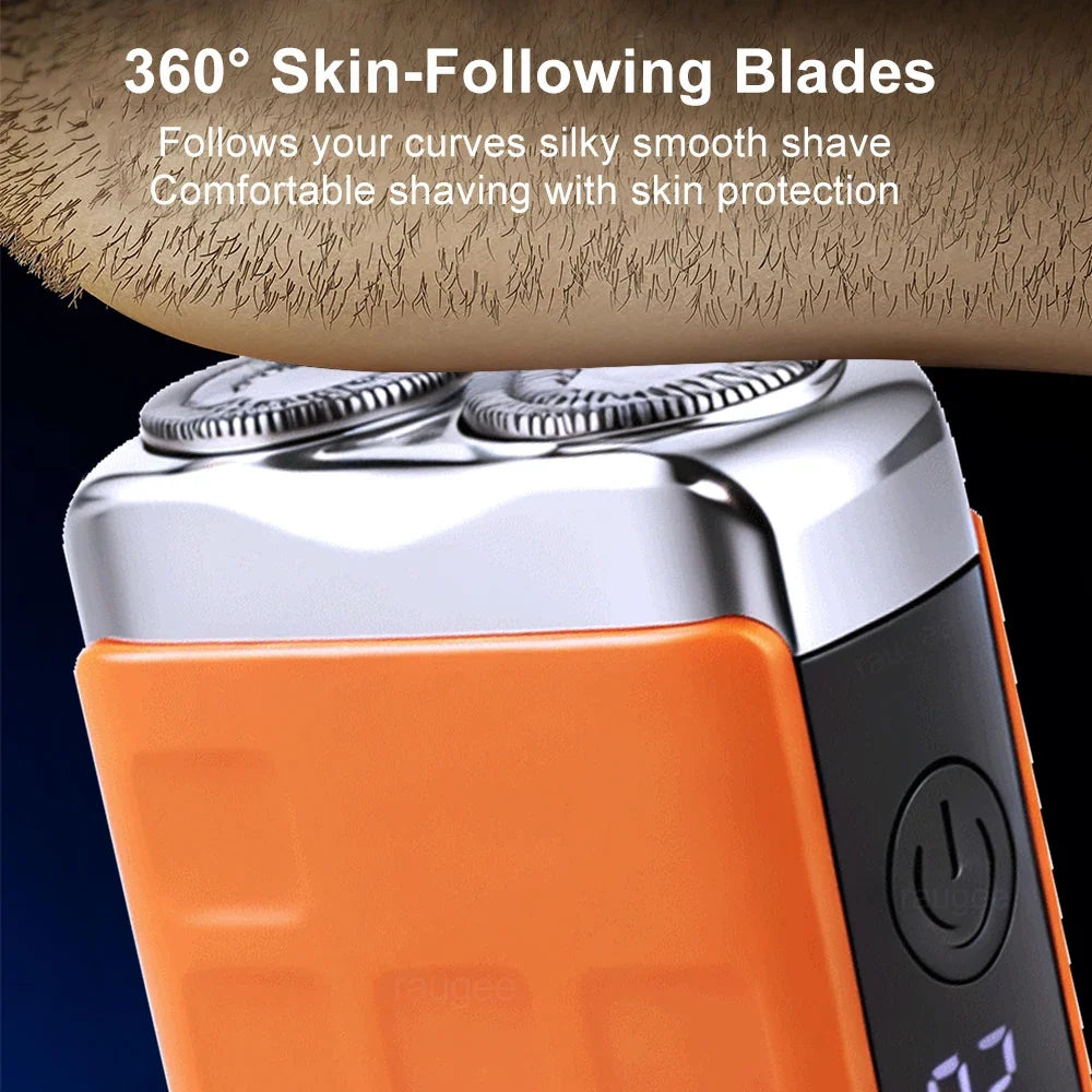 Mini Electric Shaver for Men Wet/Dry Facial Beard Trimmer Rechargeable Portable Mini Beard Shaver Dual-Head Blade Electric Razor Noventix