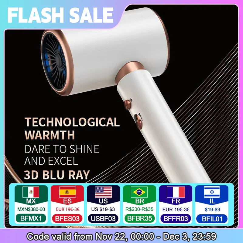 Hair Dryer, High-Speed Electric Turbine Airflow, Low Noise, Constant Temperature And Quick Drying, Suitable For Home Salons. WTN Essentials