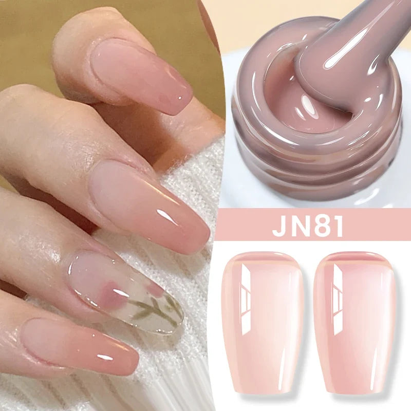 BORN PRETTY Jelly Nude Gel Nail Polish 10ml Light Pink Peach Translucent Color UV Light Cure Gel Varnish Nail Art DIY at Home Blushimmer
