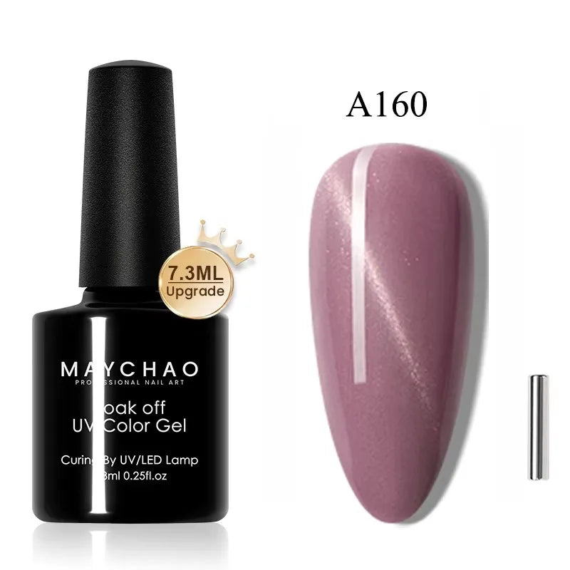 MAYCHAORomantic Galaxy Cat Eye Gel Nail Polish With Magnet Soak off UV Holographic Magnetic Rainbow Gel Polish for Nail Manicure Blushimmer