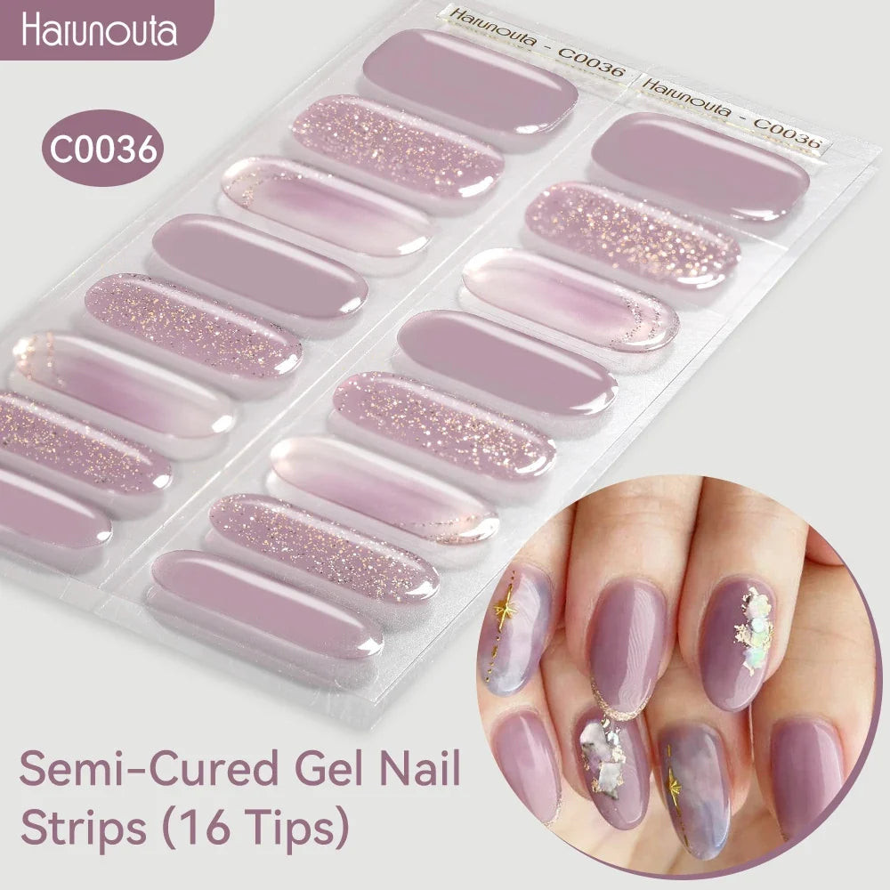 Gradient Auroras Semi Cured Gel Nail Strips Sparkly Shinning DIY Gel Polish Stickers for Nails Works with UV/LED Nail Lamps Blushimmer