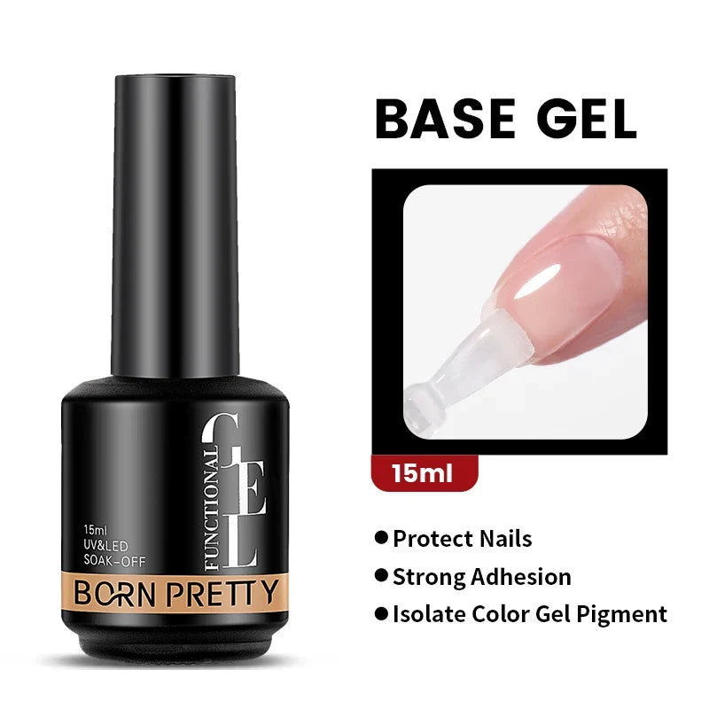 BORN PRETTY Milky Pink Rubber Base Gel Nail Polish Glitter 15ml Semi-Permanent Varnish Soak Off Self Leveling UV LED Gel Blushimmer