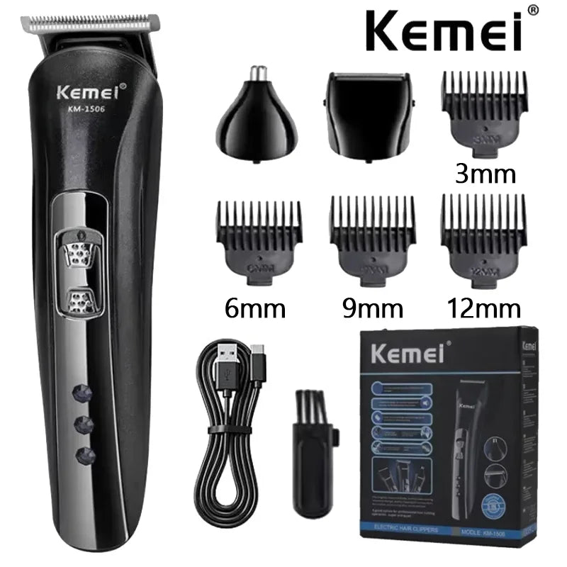 Kemei Electric Rechargeable Nose Professional Shaving Machine KM-1506 3 in 1 Electric Shaver USB Charging Hair trimmer Noventix