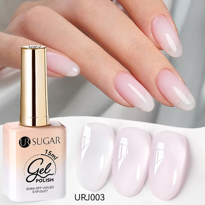 UR SUGAR 15ml Jelly Milky White Translucent Color Gel Polish Semi Permanent UV Gel Nail Art Soak Off Gel Varnish Latest Fashion Blushimmer