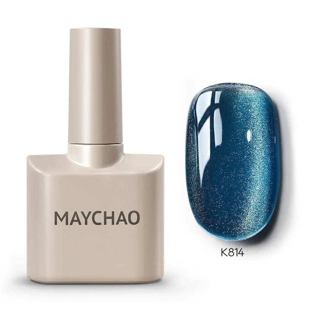 MAYCHAORomantic Galaxy Cat Eye Gel Nail Polish With Magnet Soak off UV Holographic Magnetic Rainbow Gel Polish for Nail Manicure Blushimmer