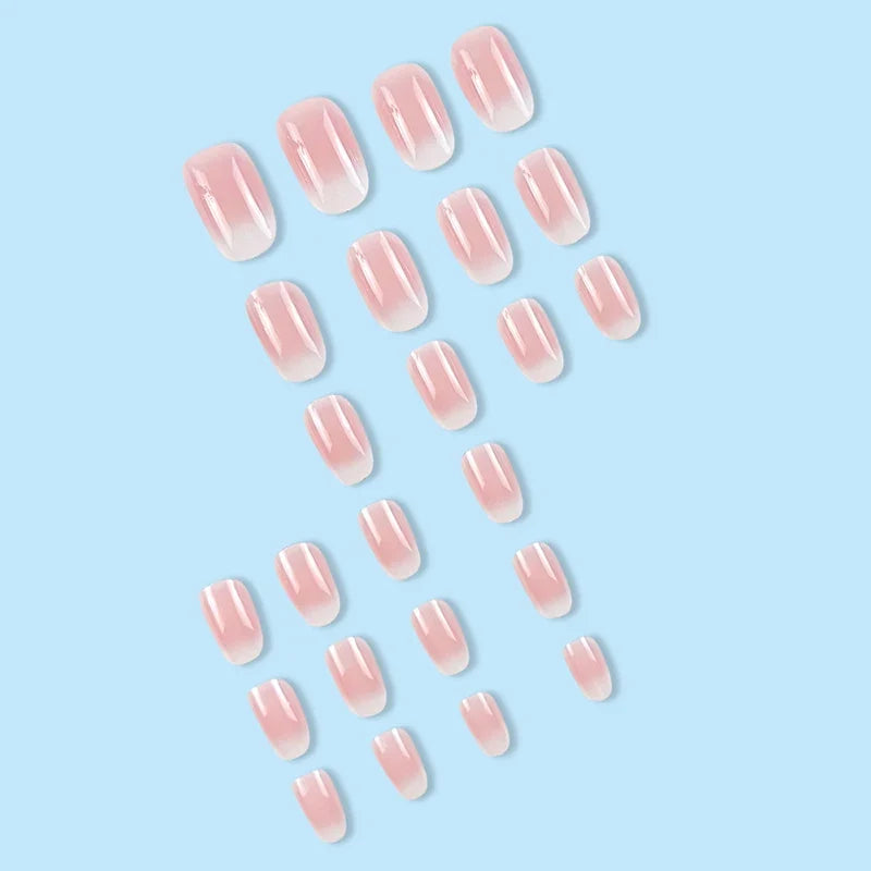 24Pcs Oval Short Pink Press on Nails Simple Ombre Spring False Nail for Sweet Sassy Cool Women&Girl Removable Wearable Nail Art Blushimmer