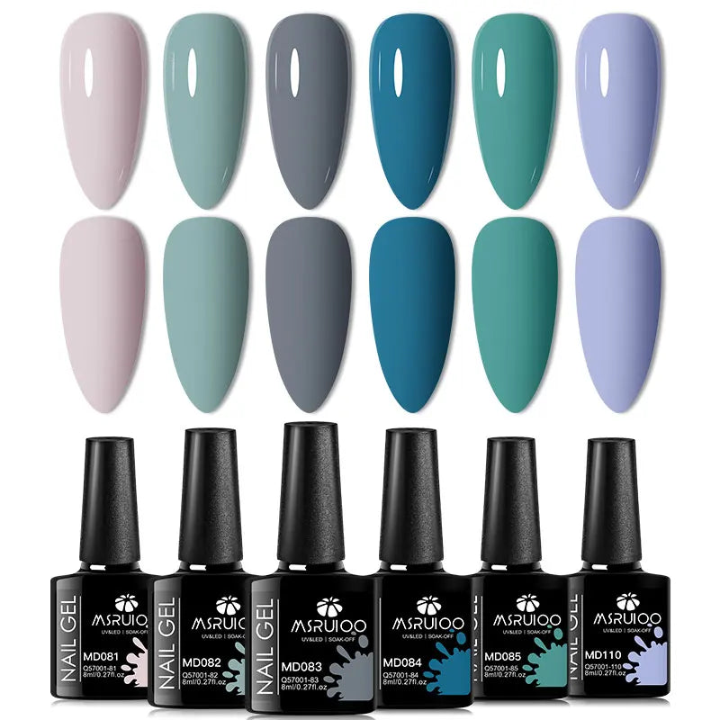 6pc Nail Gel Polish Set All-Season Ultra Pigmented Semi Permanent UV Painting Gel For Nails Salon DIY Manicure Varnish Design Blushimmer