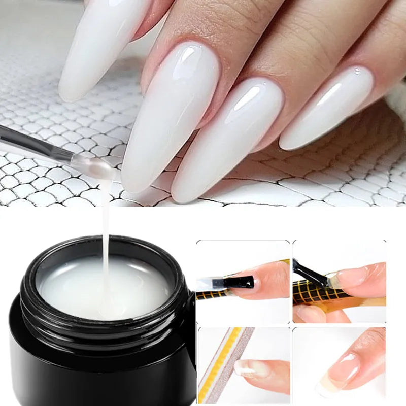 Milky White Nail Extension Gel Clear Nude Building UV Gel For Nails Finger Extensions Form Tips French Nails Manicure Nail Art Blushimmer