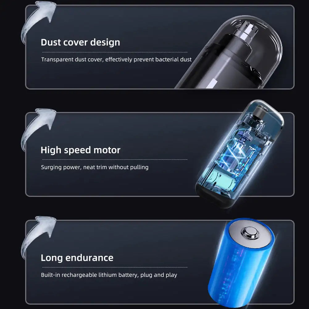 Portable Electric Nose Hair Ear Trimmer Cut Nose Hair Without Harming Nasal Cavity Digital Display Nose Hair Trimmer Noventix