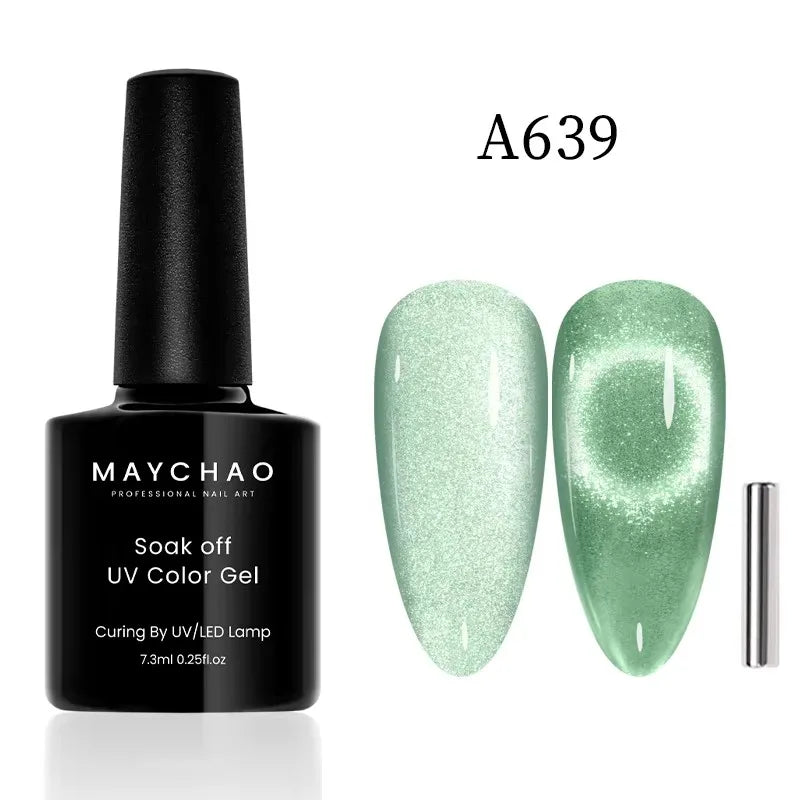 MAYCHAORomantic Galaxy Cat Eye Gel Nail Polish With Magnet Soak off UV Holographic Magnetic Rainbow Gel Polish for Nail Manicure Blushimmer