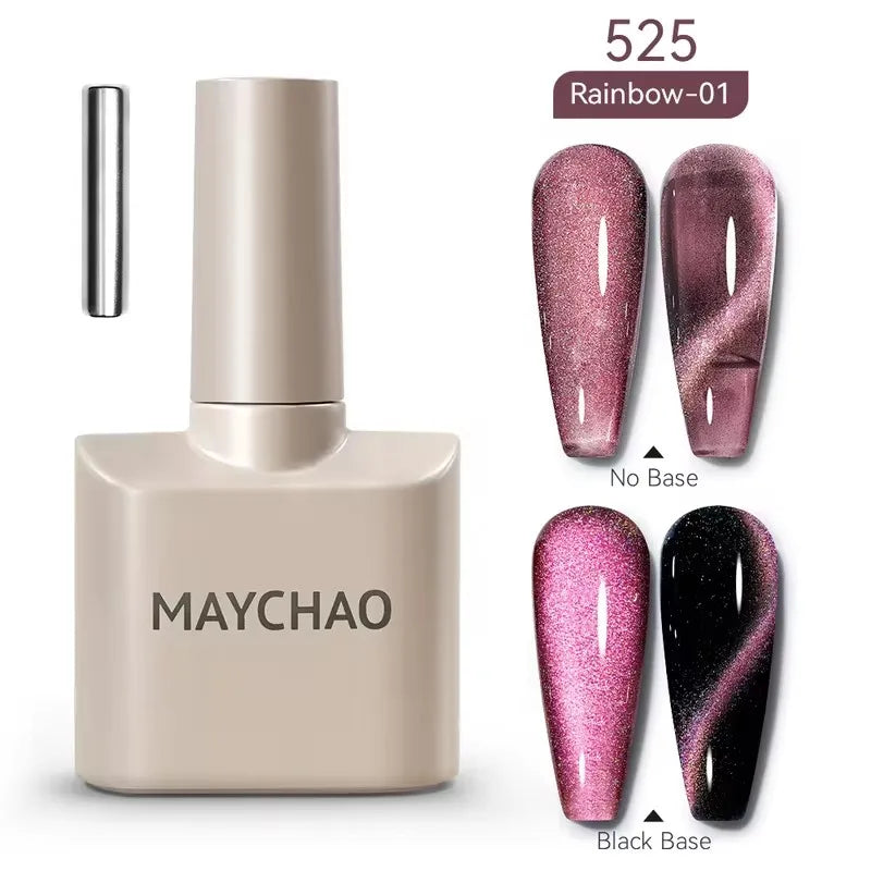 MAYCHAORomantic Galaxy Cat Eye Gel Nail Polish With Magnet Soak off UV Holographic Magnetic Rainbow Gel Polish for Nail Manicure Blushimmer