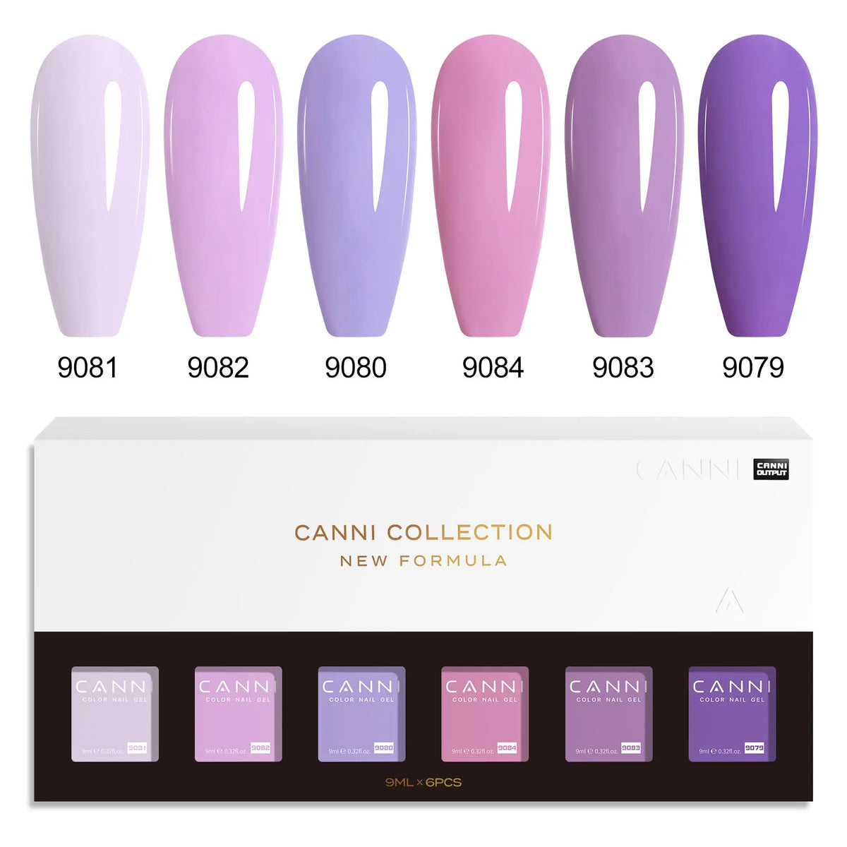 6pcs*9ml CANNI HEMA FREE Nail Gel Polish Set Gorgeous Color Semi Permanent Pigmented Painting Gel Soak off UV LED Gel Nails Kit Blushimmer