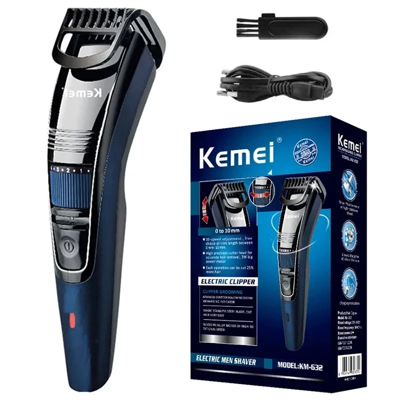 Kemei 632 0.5-10mm Adjustable Beard Hair Trimmer for Men Face Hair Cutting Machine Rechargeable Mustache Stubble Hair Clipper Noventix