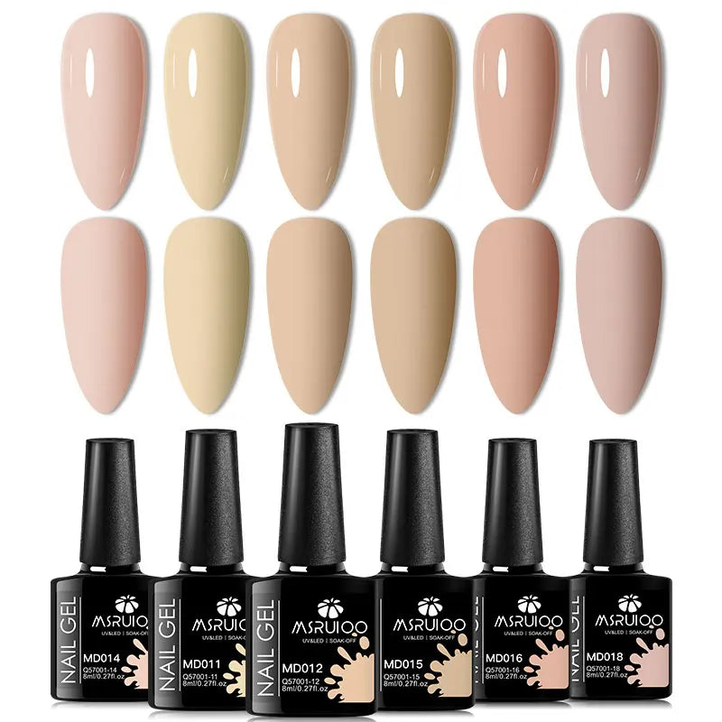 6pc Nail Gel Polish Set All-Season Ultra Pigmented Semi Permanent UV Painting Gel For Nails Salon DIY Manicure Varnish Design Blushimmer