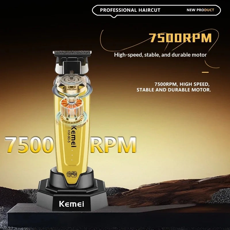 Kemei 90-5 Electric Hair Beard Trimmer 7500 RPM Zero Gap Clipper for Men DLC Blade Cordless Barber Finish Hair Cutting Machine Noventix