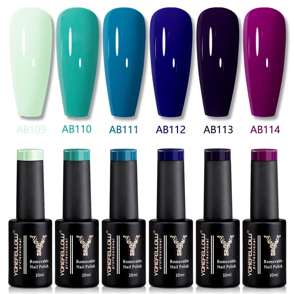 YOKEFELLOW 2022 New Color 10ML Nail Gel Polish Semi Permanent Gel Varnish Base Top Coat 122 Soak Off Colors Organic Nail Varnish Blushimmer