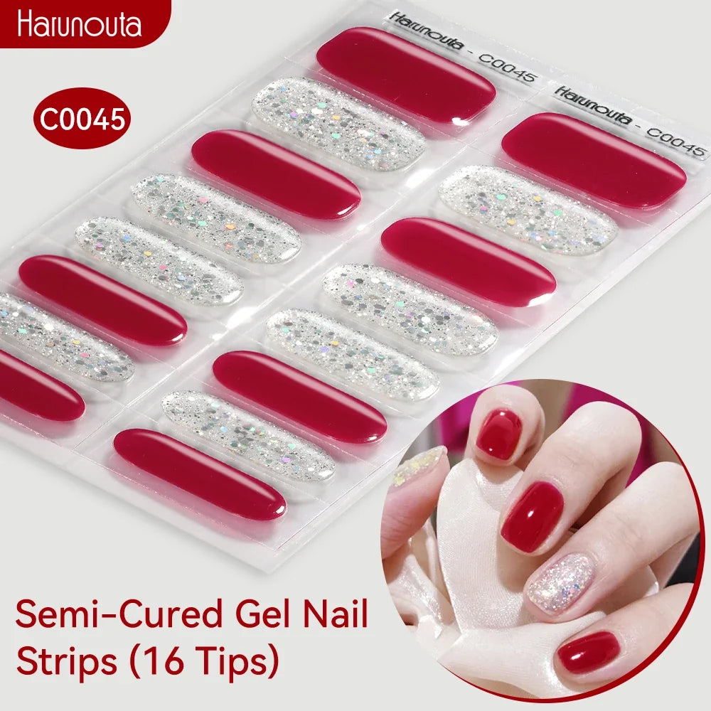 Gradient Auroras Semi Cured Gel Nail Strips Sparkly Shinning DIY Gel Polish Stickers for Nails Works with UV/LED Nail Lamps Blushimmer