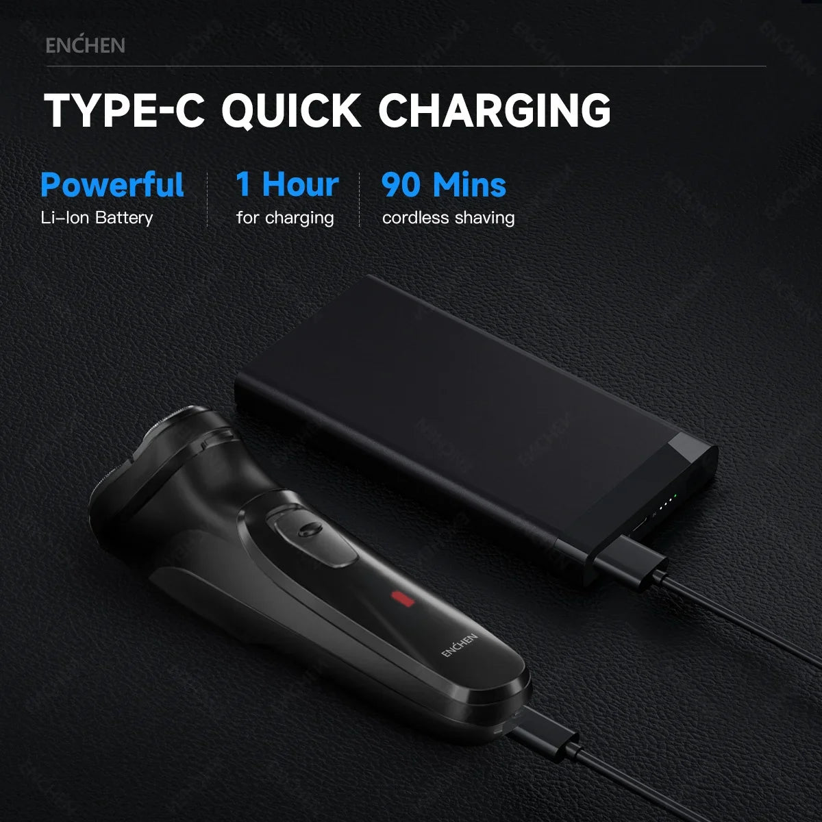ENCHEN Blackstone Electrical Rotary Shaver for Men 3D Floating Blade Washable Type-C USB Rechargeable Shaving Beard Machine Phones Icon