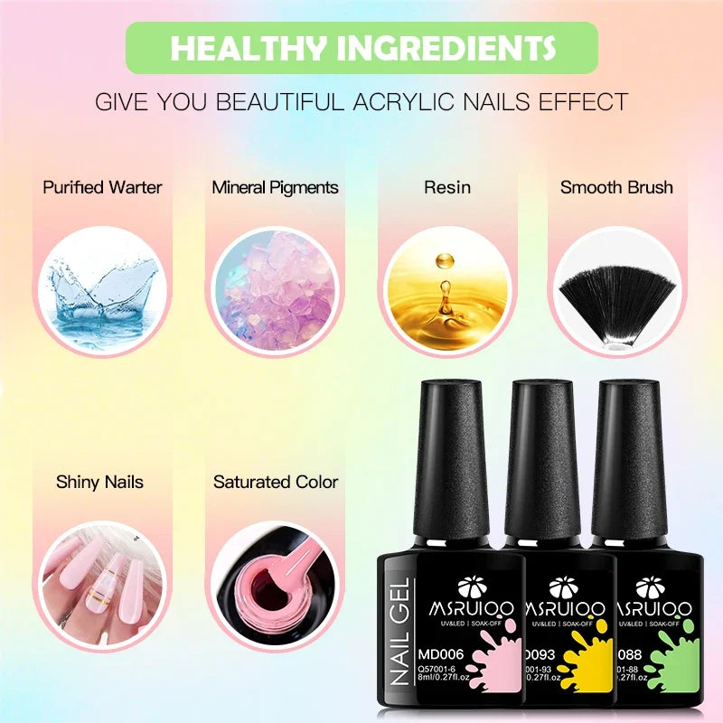 6pc Nail Gel Polish Set All-Season Ultra Pigmented Semi Permanent UV Painting Gel For Nails Salon DIY Manicure Varnish Design Blushimmer