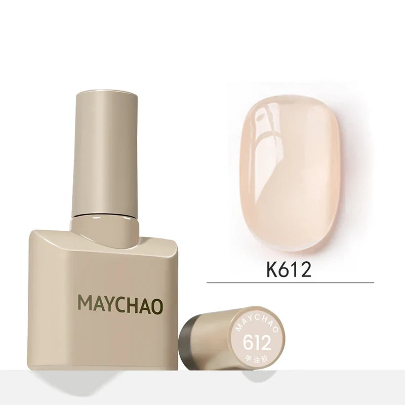 MAYCHAO 12ml Jelly Gel Nail Polish Semi Permanent Top Coat Soak Off UV LED Gel Art Nail Varnish Manicure Long Lasting Nail Gel Blushimmer