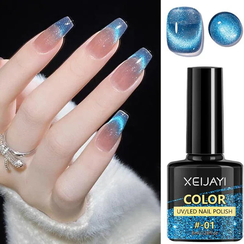 XEIJAYI Pink Cat Eye Gel Nail Polish Ceramic Magnetic Gel UV Semi-permanent Enamels Varnish Nail Supplies For Professionals Gel Blushimmer