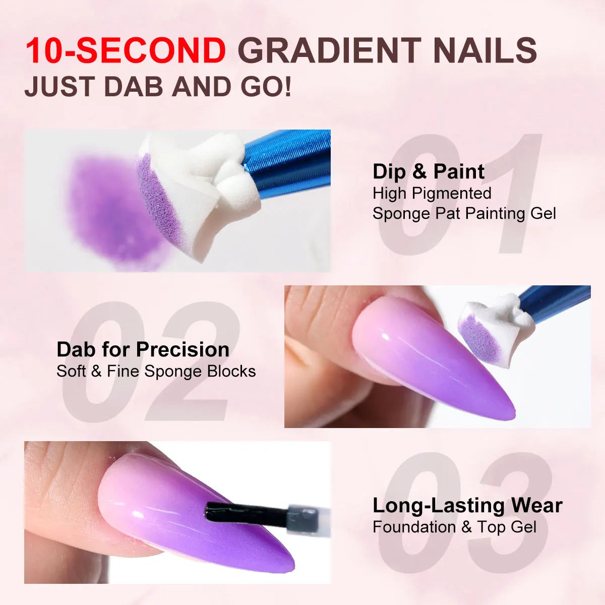 LIMEGIRL 9 Color Gradient Painting Gel Nail Art Gradient Color DIY Design Gel Quick Flower Paint Engraving Gel Nail Polish Blushimmer