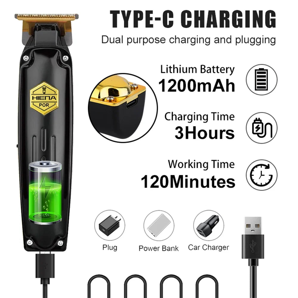 HIENA Hair Cutting Machine USB Rechargeable Hair Clippers for Men Set for Barber Men Trimmers Ideal for Home Electric Shaver Noventix