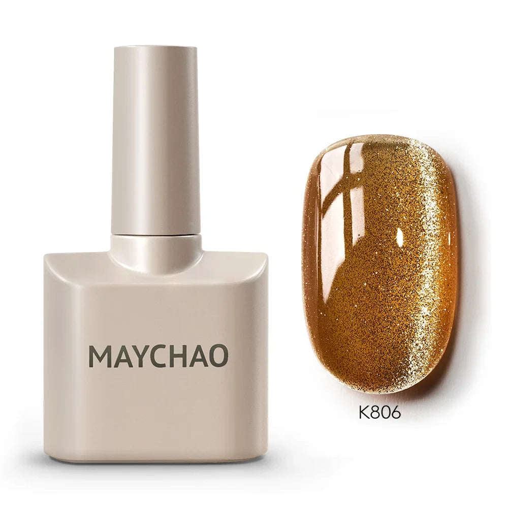 MAYCHAORomantic Galaxy Cat Eye Gel Nail Polish With Magnet Soak off UV Holographic Magnetic Rainbow Gel Polish for Nail Manicure Blushimmer