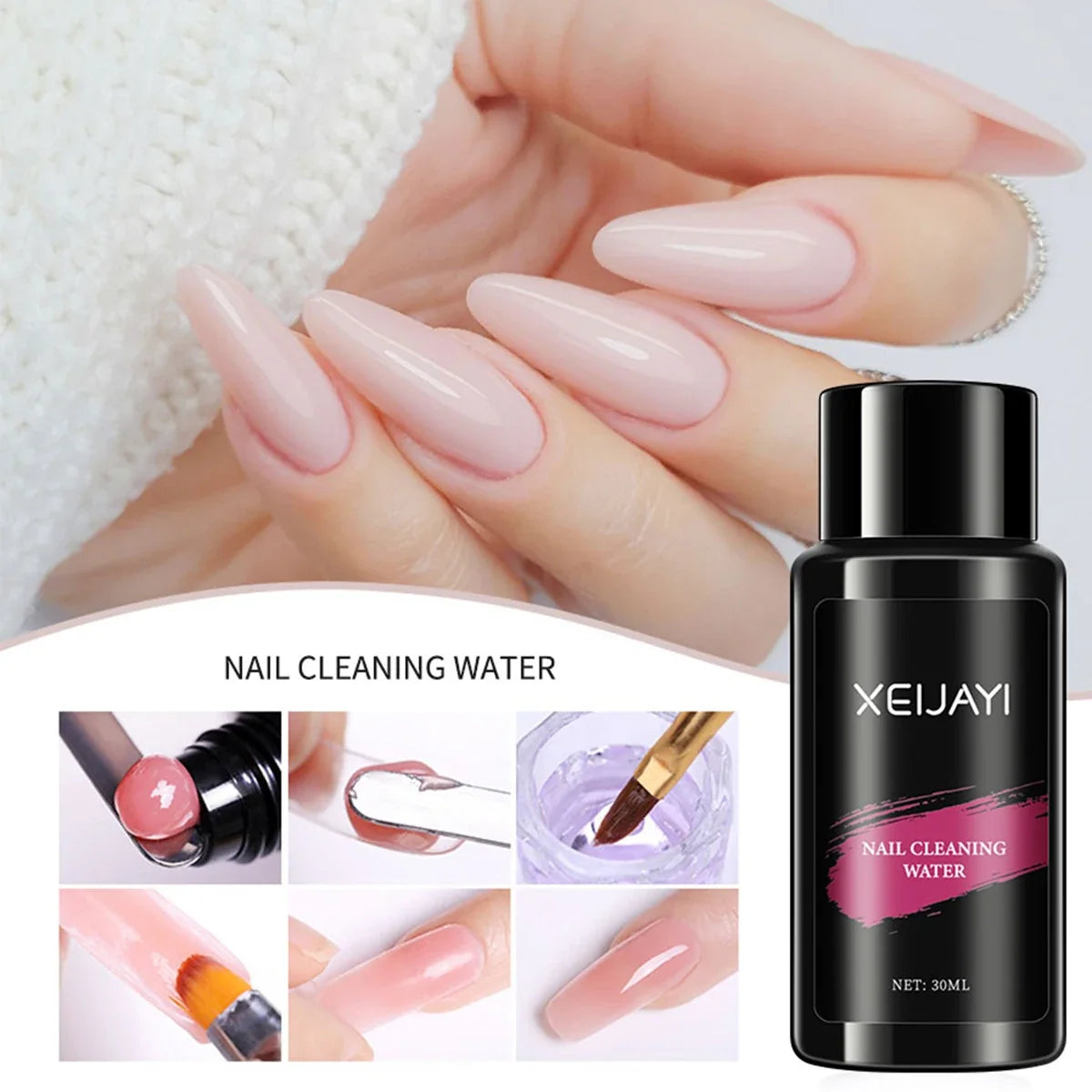 3pcs 15ml Poly Nail Gel Full Set For Extention Gel Polish Steal Push, Base And Top Coat, Cleaning Water And Nail Mold Kit Set Blushimmer