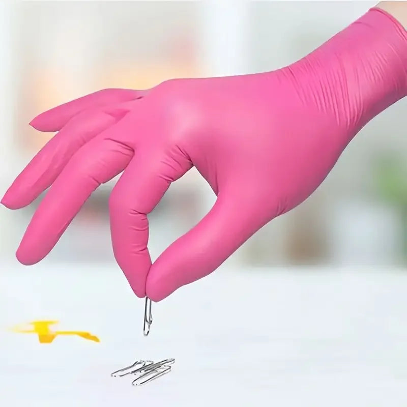 Fuchsia Nitrile Disposable Gloves 20/100PCS 3-mil Powder & Latex Free Household Cleaning Gloves for Cooking Kitchen Esthetician WTN Essentials