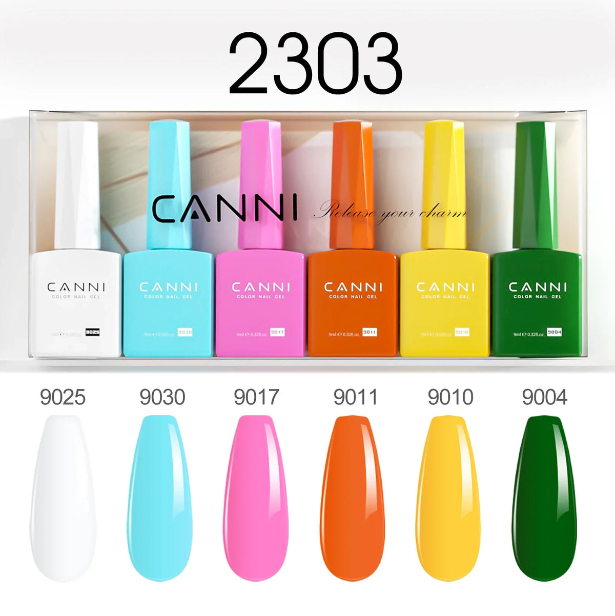 6pcs*9ml CANNI HEMA FREE Nail Gel Polish Set Gorgeous Color Semi Permanent Pigmented Painting Gel Soak off UV LED Gel Nails Kit Blushimmer