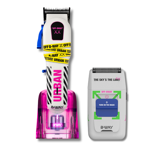 B-Way Urban Shorty Clipper & OFF Foil Shaver – Professional Barber Combo RT-Way USA