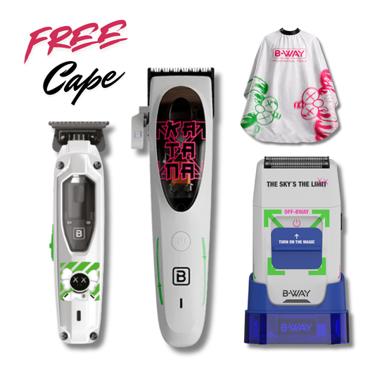 B-Way Katana Clipper, T-Pro Trimmer, Off-Shaver - 3 in 1 Set  FREE cape RT-Way USA