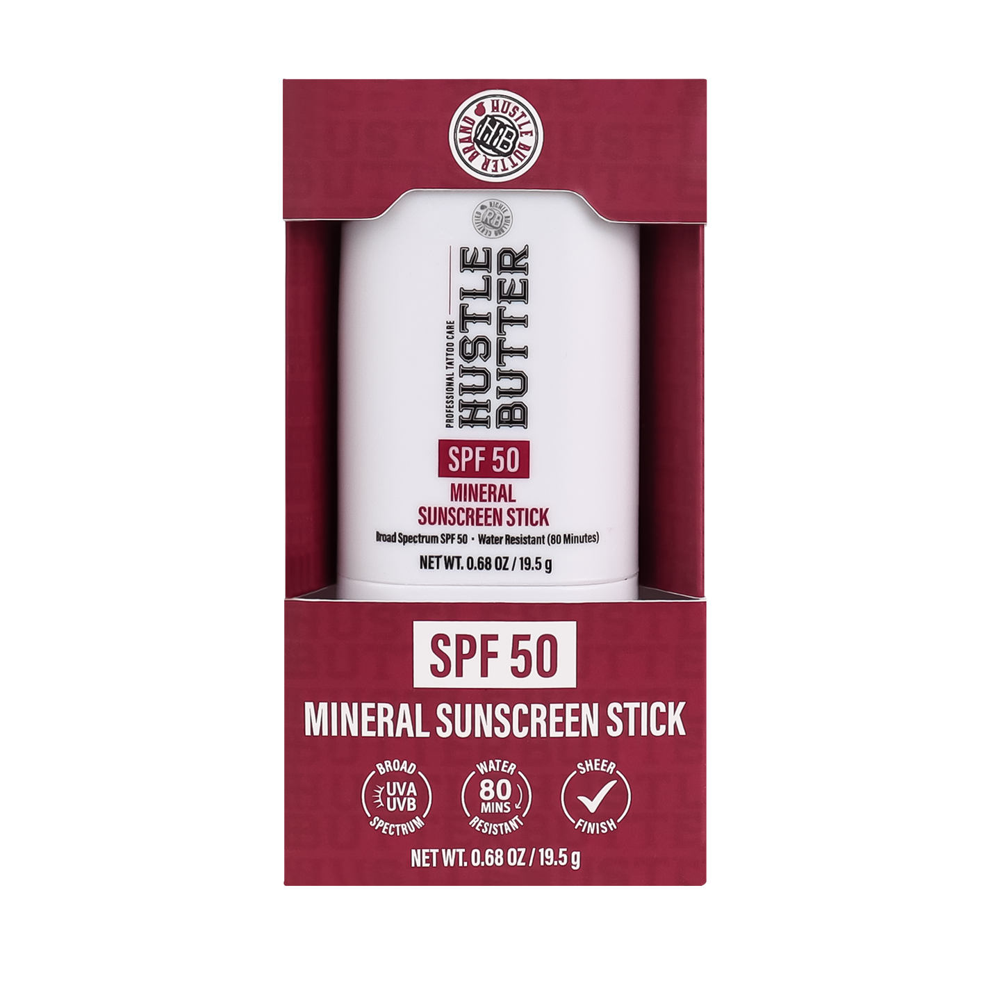 HUSTLE BUTTER MINERAL SUNSCREEN STICK SPF 50 - 0.68OZ N.O.S. Barber Supply