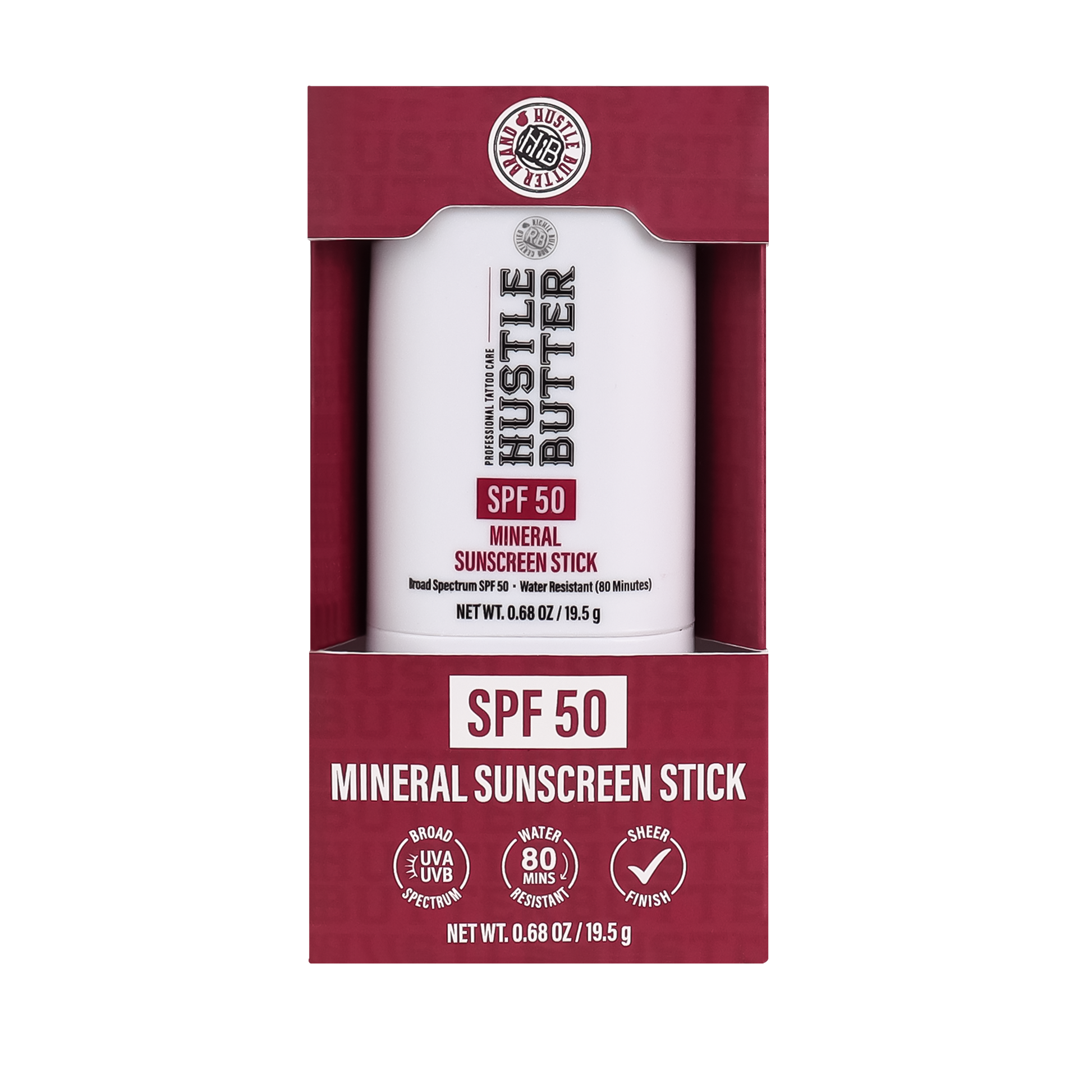 HUSTLE BUTTER MINERAL SUNSCREEN STICK SPF 50 - 0.68OZ N.O.S. Barber Supply