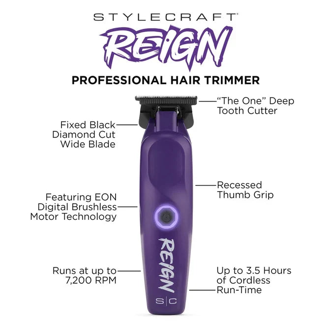 STYLECRAFT REIGN TRIMMER - PURPLE (#SC422P) N.O.S. Barber Supply