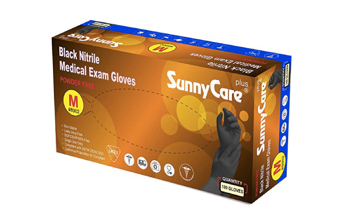 Sunny Care Black Nitrile Exam Gloves 100 ct VIP Extensions
