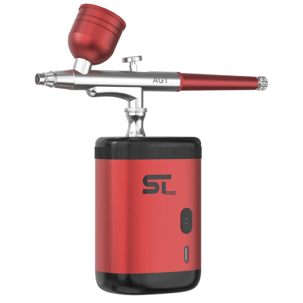 SUPREME TRIMMER PRO AIRBRUSH KIT - RED (#AG1-R) N.O.S. Barber Supply