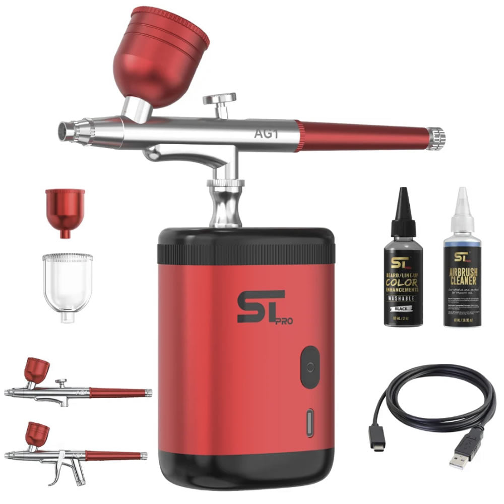 SUPREME TRIMMER PRO AIRBRUSH KIT - RED (#AG1-R) N.O.S. Barber Supply
