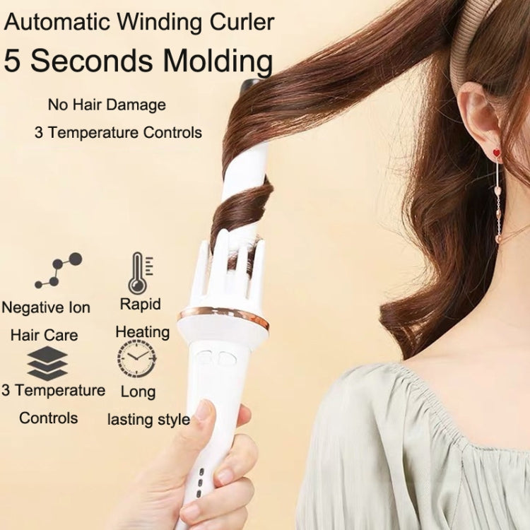 Automatic Curling Iron With Bi-Directional Rotating Ceramic Glaze Coating Hair Care, Plug: EU Plug White Salrog (Powered by Solnuance)