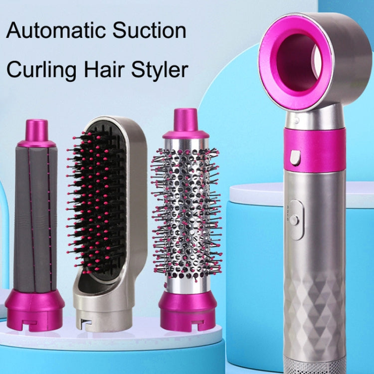 5 In 1 Hot Air Comb Automatic Curling Iron Curling & Straightening Hair Styling Comb Hair Dryer, Power: UK Plug Salrog (Powered by Solnuance)