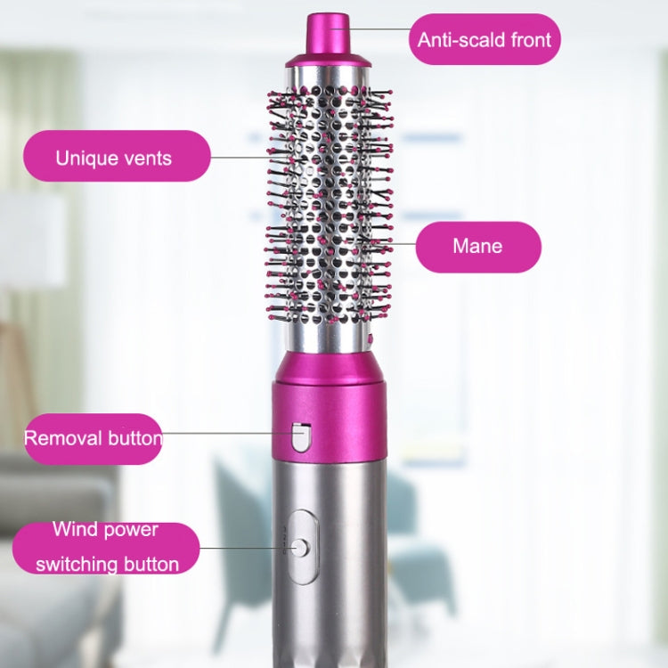 5 In 1 Hot Air Comb Automatic Curling Iron Curling & Straightening Hair Styling Comb Hair Dryer, Power: UK Plug Salrog (Powered by Solnuance)