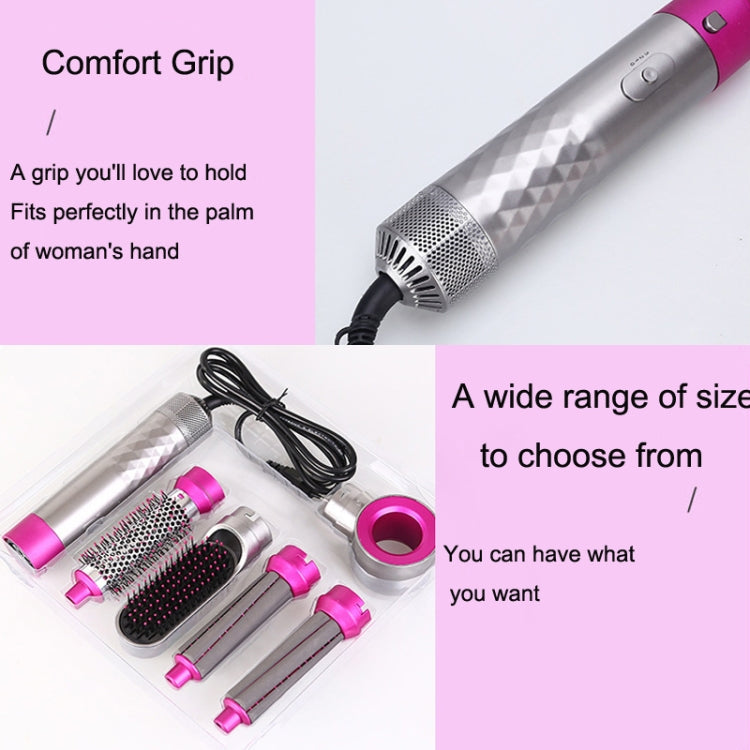 5 In 1 Hot Air Comb Automatic Curling Iron Curling & Straightening Hair Styling Comb Hair Dryer, Power: UK Plug Salrog (Powered by Solnuance)
