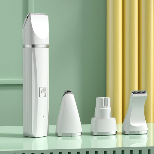 Pet Shaver Cat Dog Paw Hair Clipper Electric Fader, Color: 4 in 1 White