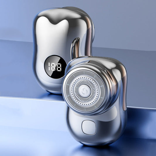 Three-Ring Knife Mesh Electric Men Shaver Travel Portable Mini Shaver, Color: Digital Display Silver
