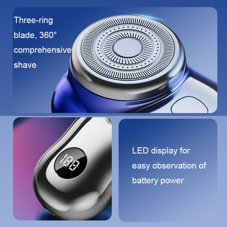 Three-Ring Knife Mesh Electric Men Shaver Travel Portable Mini Shaver, Color: Silver