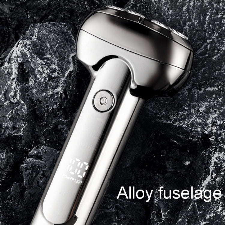 Men Electrical Shaver Portable Mini LED Digital Display Smart Shaving Razor(Bright Silver)