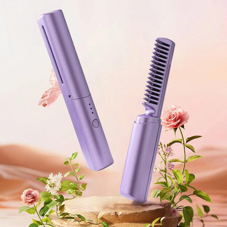 2 In 1 Portable USB Rechargeable Hair Curler Dual Usage Hair Straightening Comb(Pink) Salrog (Powered by Solnuance)