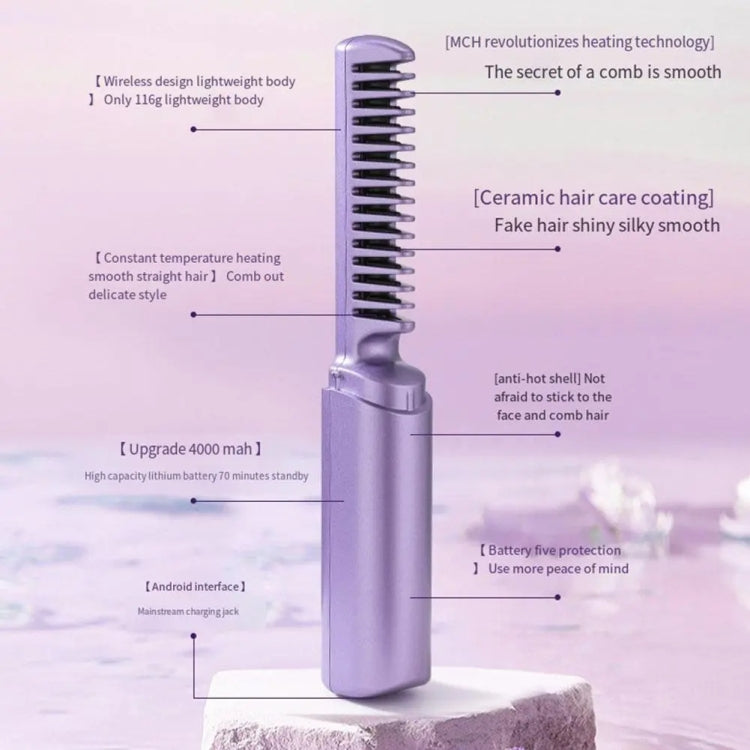 2 In 1 Portable USB Rechargeable Hair Curler Dual Usage Hair Straightening Comb(Pink) Salrog (Powered by Solnuance)